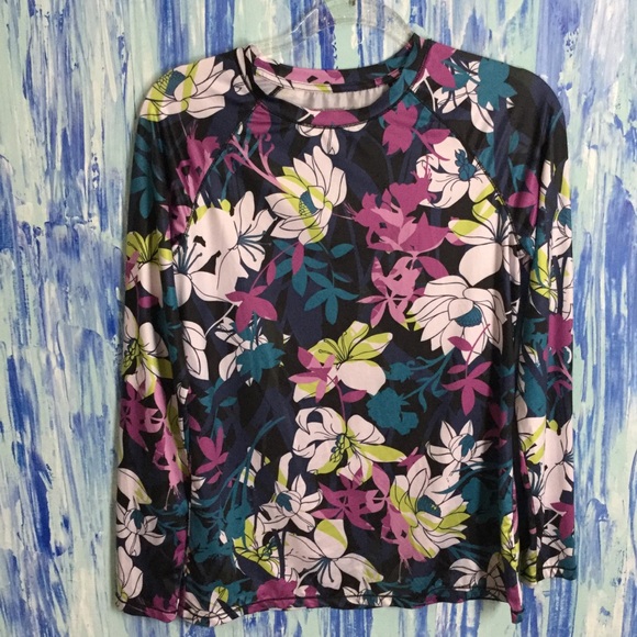 Reel Legends Tops - Reel Legends Lotus Flower Design Rash Guard EUC